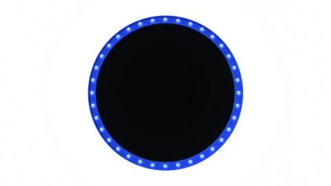 Blue circle marquee light board sign retro on white background. 3d rendering Stock Illustration