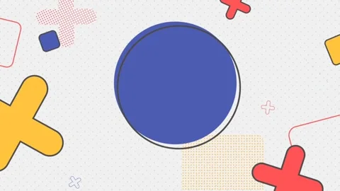 Blue Circle Memphis Style Playful Shapes Flat Design Background Loop Stock-Footage 274455191