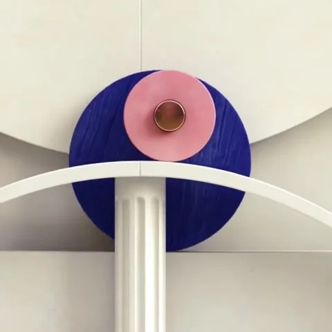 Blue Circle Moves Over White Wavy Shelf 스톡 동영상 347693227