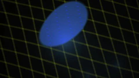 Blue Circle Moving Across a Dark Grid Pattern for Abstract Digital Technolo.. Stock Footage 343691302