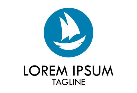 Blue Circle Negative Space Bout Yacth Resort Logo Design Stock Illustration