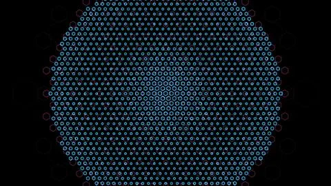 Blue circle pattern formed by small dots on a dark background Stock Illustration