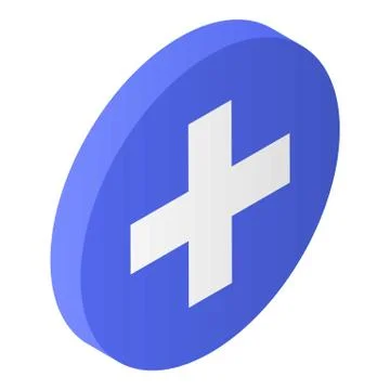 Blue circle plus icon, isometric style Illustrazione stock