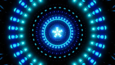 Blue circle pulsing flicker light vj loop, audio visual for dj dance music Stock Footage 239015441