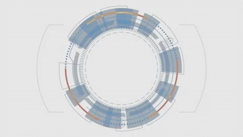Blue circle rotation with head up display technology interface and futuristic Stock Footage 148489890