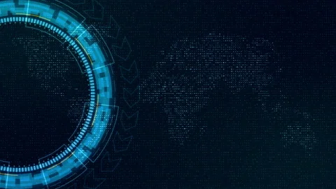 Blue circle rotation with head up display technology interface Stock Footage 152930081