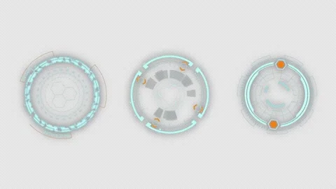 Blue circle rotation with HUD UI technology  background alpha channel included Stock Footage 201024321