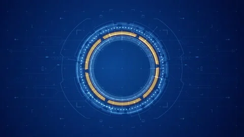 Blue circle rotation with  HUD UI technology interface and futuristic elements Stock Footage 219944035
