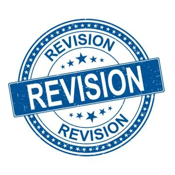 Blue circle rubber stamp with the text revision. revision rubber stamp, label Stock Illustration