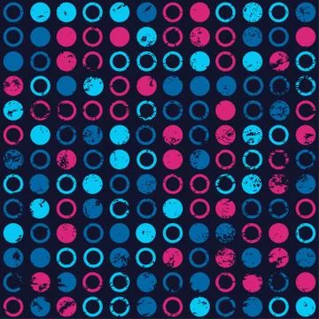 Blue circle seamless pattern with grunge effect 스톡 일러스트