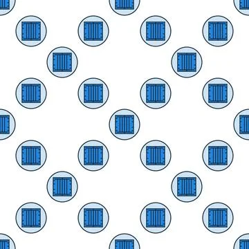 Blue Circle with Shipping Container vector seamless pattern or cargo backgrou Illustrazione stock