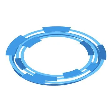 Blue circle showing rotating movement and perspective Illustrazione stock