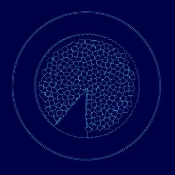 Blue circle with a slice of pie in it. The pie is made up of many small squares Stock Illustration