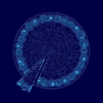 Blue circle with a slice of pie in it. The pie is cut Stock Illustration