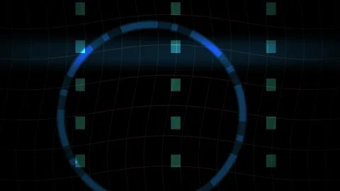Blue Circle with Small Squares Technology. Stock Footage 339996727