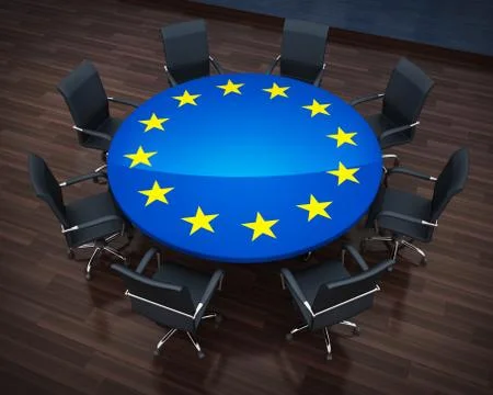 Blue circle table EU (done in 3d) Ilustración de archivo