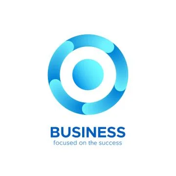Blue circle target icon or round loop vector logo Stock Illustration