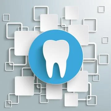Blue circle tooth white rectangles infographic piad Stock Illustration