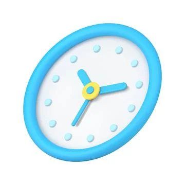 Blue circle wall watch 3d icon vector illustration Stock Illustration