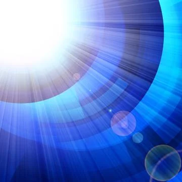 Blue circles with bright rays of light Stock Photos