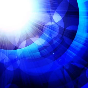 Blue circles with bright rays of light Stock Photos