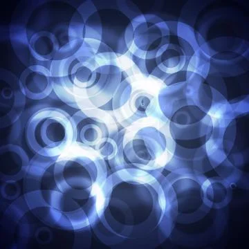 Blue circles on a dark background Stock Illustration