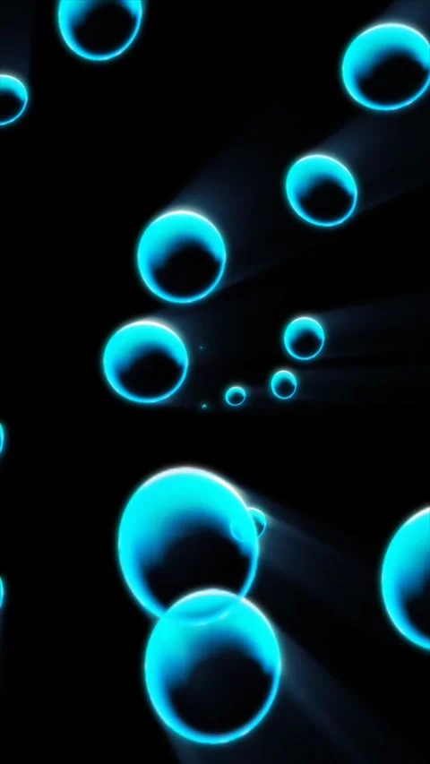 Blue circles of different sizes appear to float upward Stock Footage 327130431