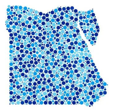 Blue Circles Egypt Map Mosaic Stock Illustration
