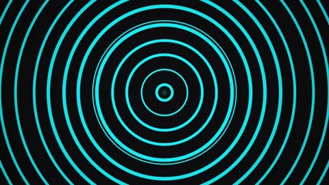 Blue circles form concentric patterns on a dark background Stock Footage 339489402