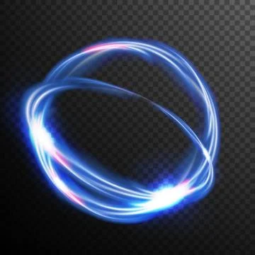 Blue Circles Glow Light Effect Vector. Round Wave. Magic Neon Flash Energy Light Stock Illustration