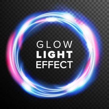 Blue Circles Glow Light Effect Vector. Swirl Trail Effect. Energy Ray Streaks 스톡 일러스트