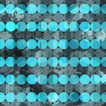 Blue circles grunge seamless pattern Illustrazione stock