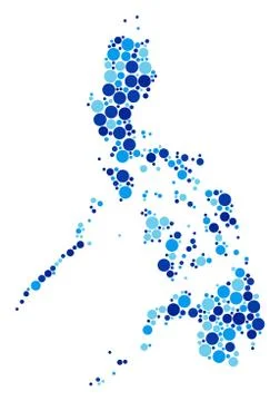 Blue Circles Philippines Map Mosaic Stock Illustration