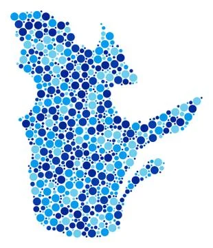 Blue Circles Quebec Province Map Composition Stock Illustration