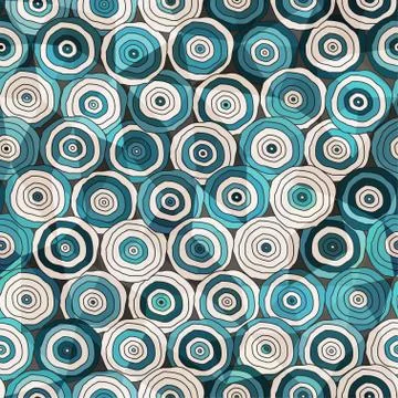 Blue circles seamless pattern with glass effect Stock Illustration