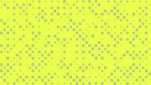 Blue circles on yellow background are changed size with top view motion Stock Footage 134647414