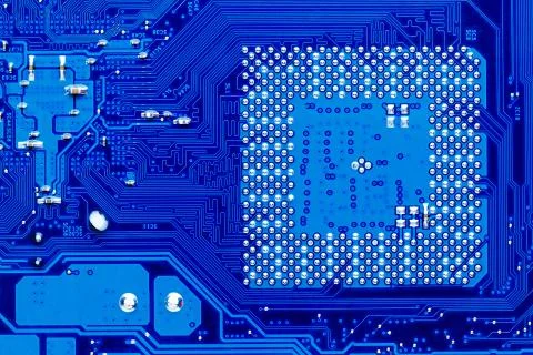 Blue circuit board background of computer motherboard,Electronic computer har Foto stock