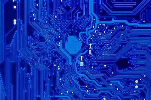 Blue circuit board background of computer motherboard,Electronic computer har Stock Photos