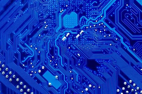 Blue circuit board background of computer motherboard,Electronic computer har Stock Photos