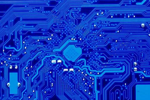Blue circuit board background of computer motherboard,Electronic computer har Stock Photos