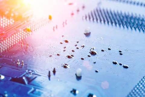 Blue circuit board background of computer motherboard,Electronic computer har Stock Photos