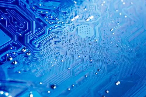 Blue circuit board background of computer motherboard,Electronic computer har Stock Photos