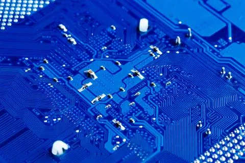 Blue circuit board background of computer motherboard,Electronic computer har Stock Photos