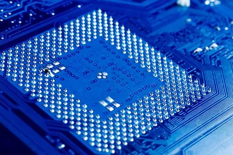 Blue circuit board background of computer motherboard,Electronic computer har Stock Photos