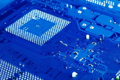 Blue circuit board background of computer motherboard,Electronic computer har Stock Photos