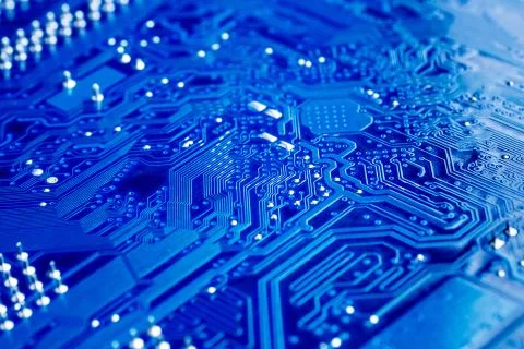 Blue circuit board background of computer motherboard,Electronic computer har Stock Photos