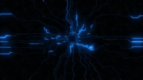 Blue circuit board background glowing electronic paths, dotted matrix texture Stock Footage 334102858