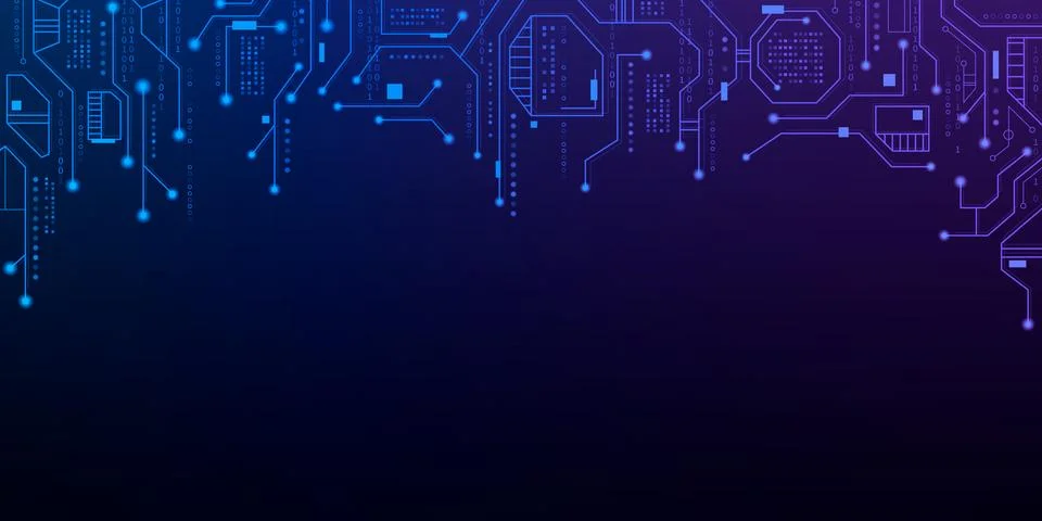 Blue circuit board background with tech lines Stock Illustration