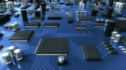 Blue Circuit Board. HD Loop. Stock Footage