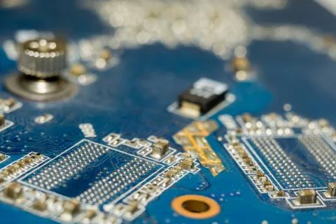 Blue Circuit Board Macro Foto stock